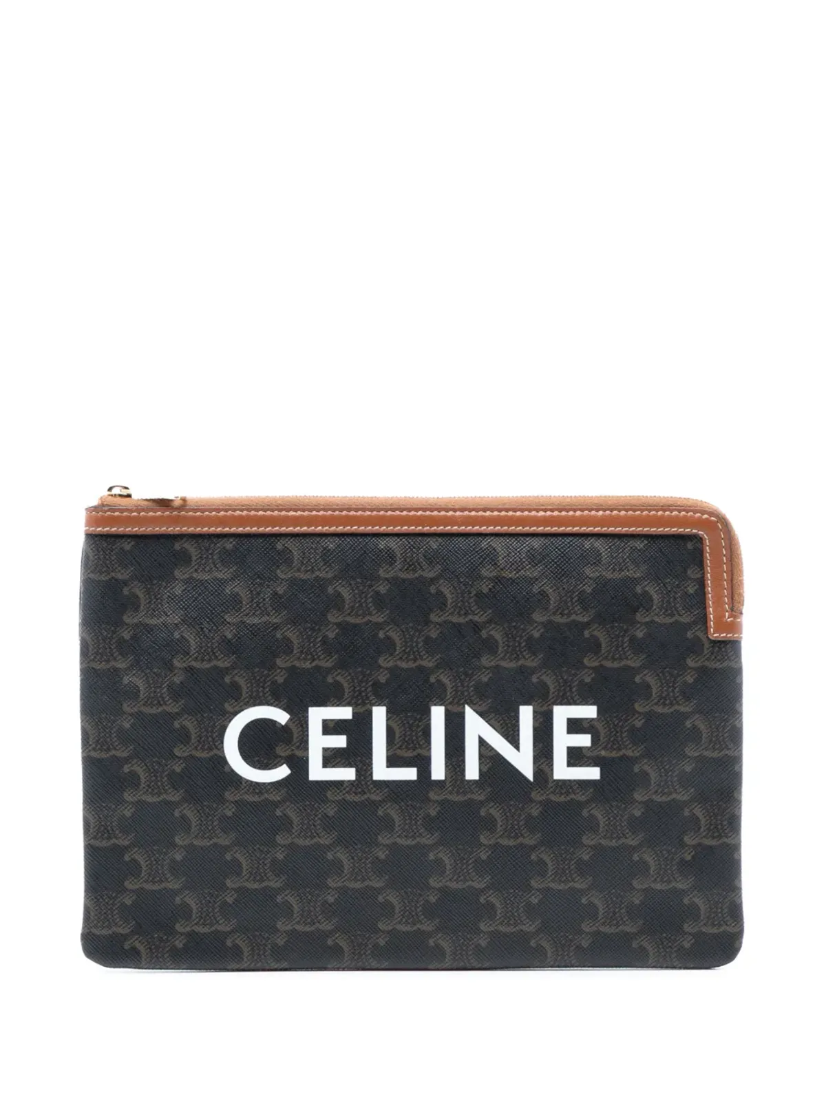 Celine ビンテージ 2000-2025 Small Triomphe コーテッドキャンバス クラッチバッグ - ブラウン - 画像1