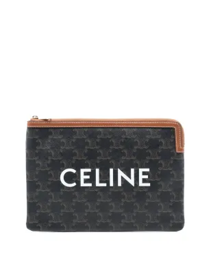 Celine ビンテージ 2000-2025 Small Triomphe コーテッドキャンバス クラッチバッグ - ブラウン - サムネイル1