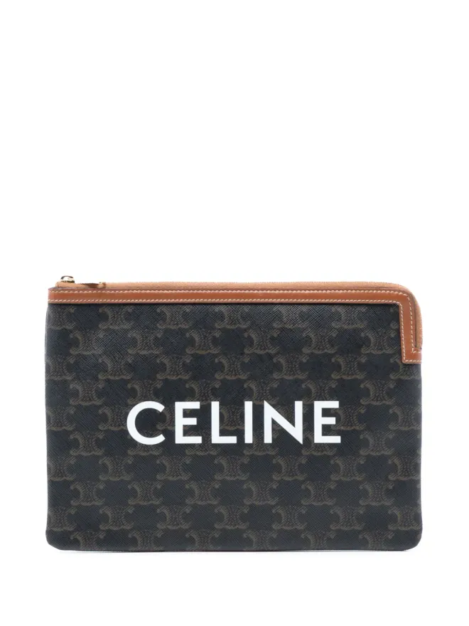Celine Pre-Owned Celine ビンテージ 2000-2025 Small Triomphe コーテッドキャンバス クラッチバッグ - ブラウンの商品画像