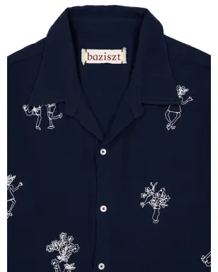 Baziszt 刺繍入りボタンアップシャツ ブルー - サムネイル3
