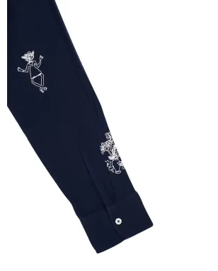 Baziszt 刺繍入りボタンアップシャツ ブルー - サムネイル4