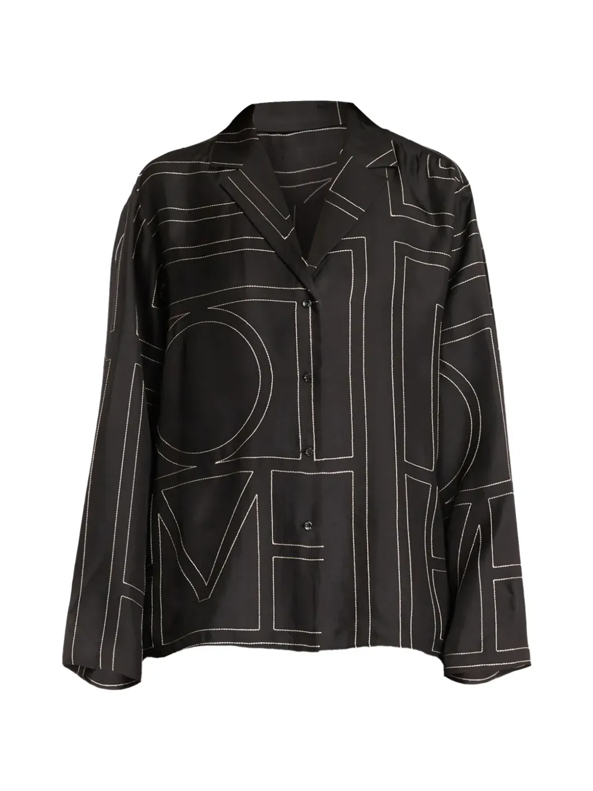 TOTEME モノグラム ボタン留め シャツ ブラック - 画像1