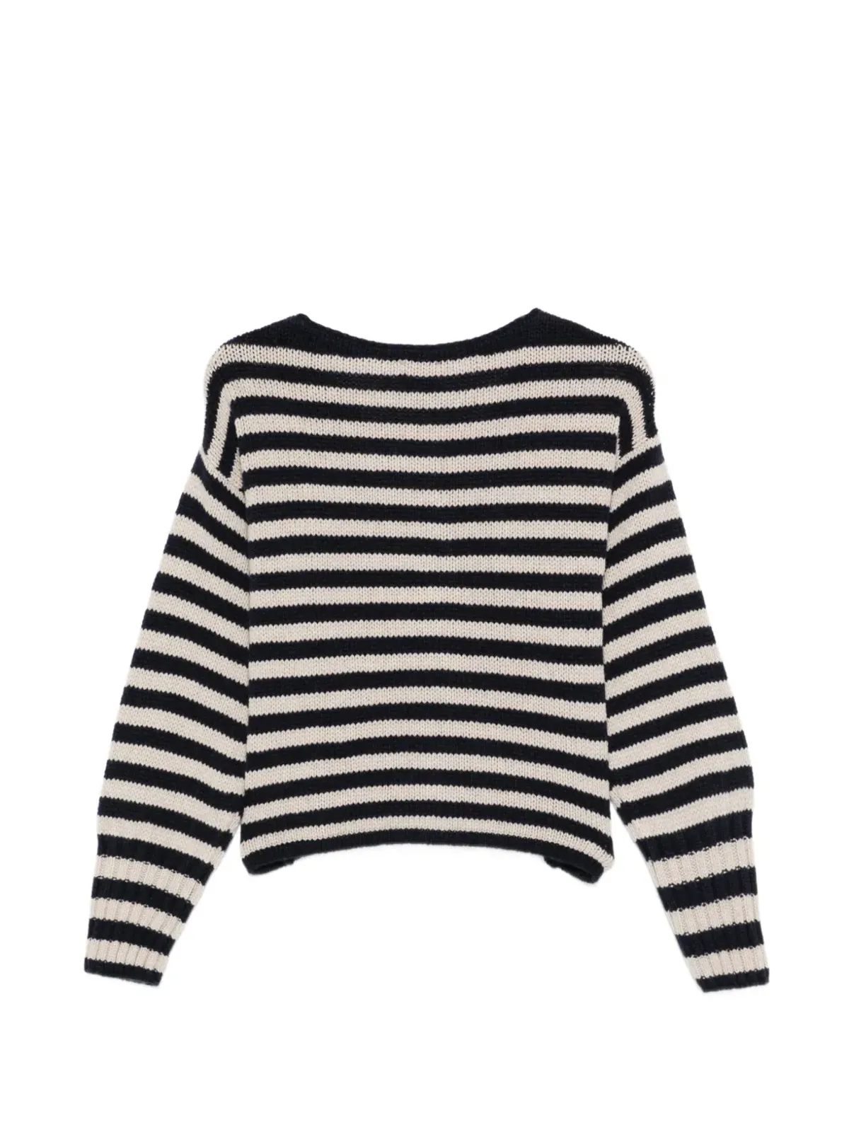 Incentive! Cashmere ストライプ柄カシミアカーディガン - ブラック - 画像2