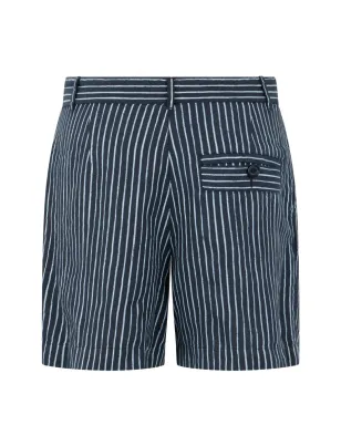 120% Lino リネンストライプショーツ - Blue - サムネイル2