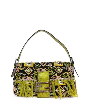 Fendi Pre-Owned 2000 ビーズ刺繍 バゲットハンドバッグ（ブラック） - サムネイル1