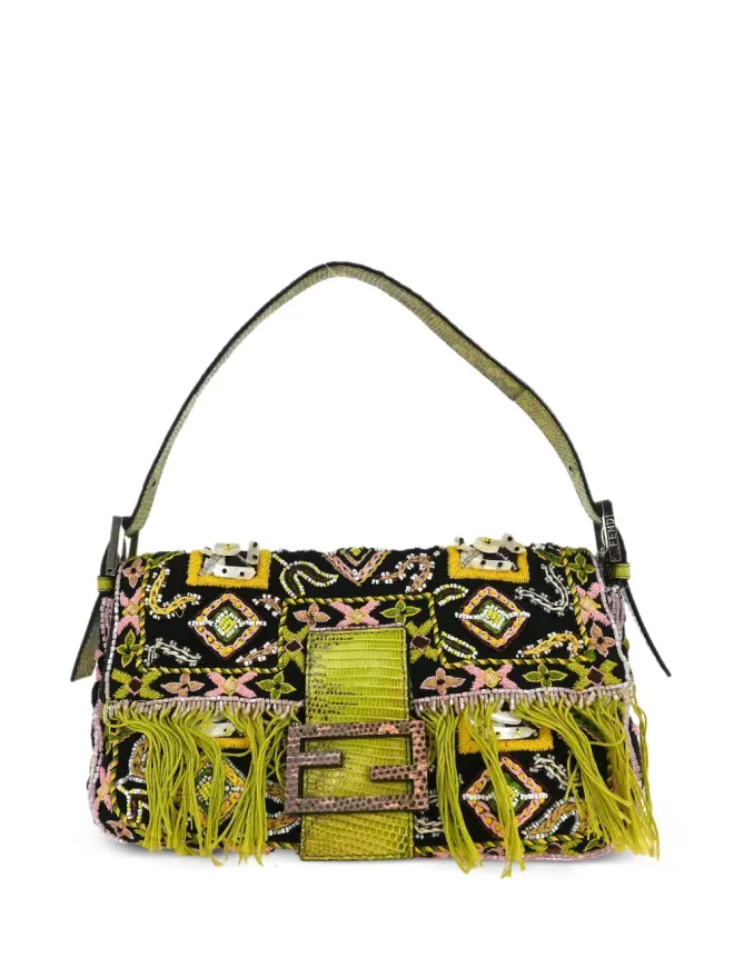 Fendi Pre-Owned Fendi Pre-Owned 2000 ビーズ刺繍 バゲットハンドバッグ（ブラック）の商品画像