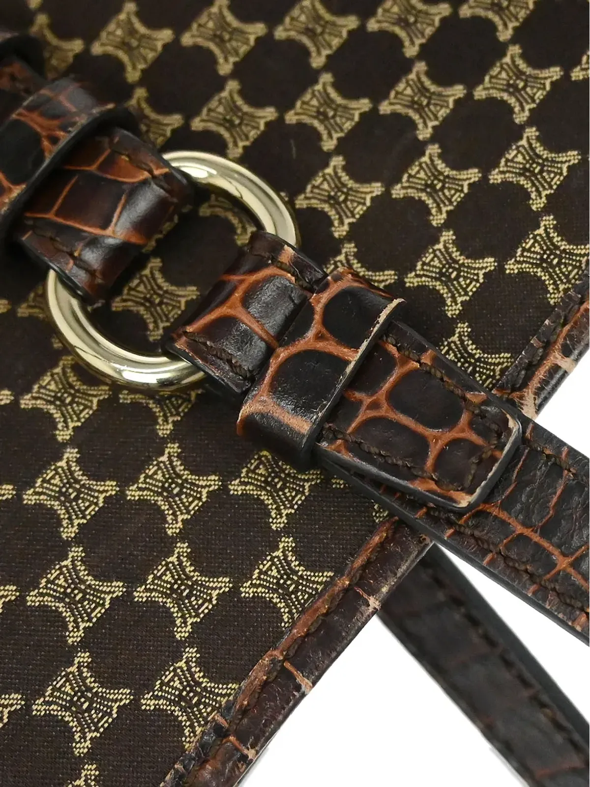 Celine Pre-Owned 1990年代 クロコ型押し Macadam トートバッグ ブラウン - 画像5