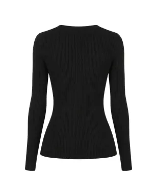 arch4 Halden Vネックボタン留めカーディガン - ブラック - サムネイル2