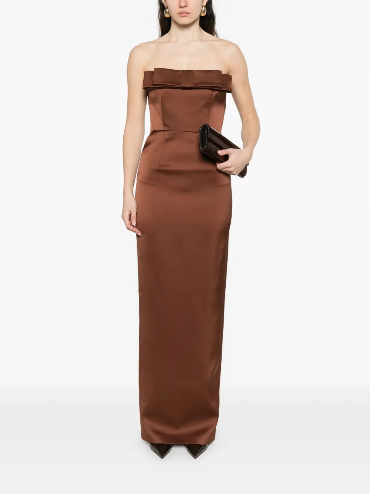 The New Arrivals Ilkyaz Ozel ボウディテールストラップレスマキシドレス - 画像2