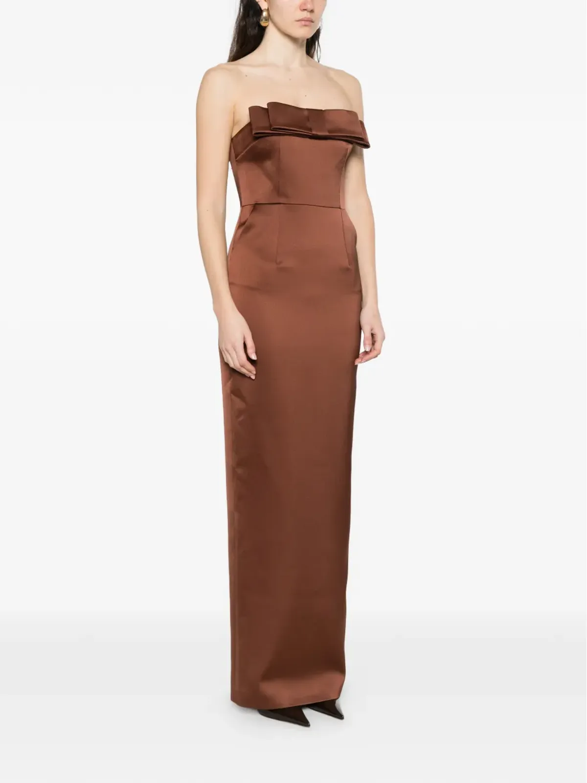 The New Arrivals Ilkyaz Ozel ボウディテールストラップレスマキシドレス - 画像3