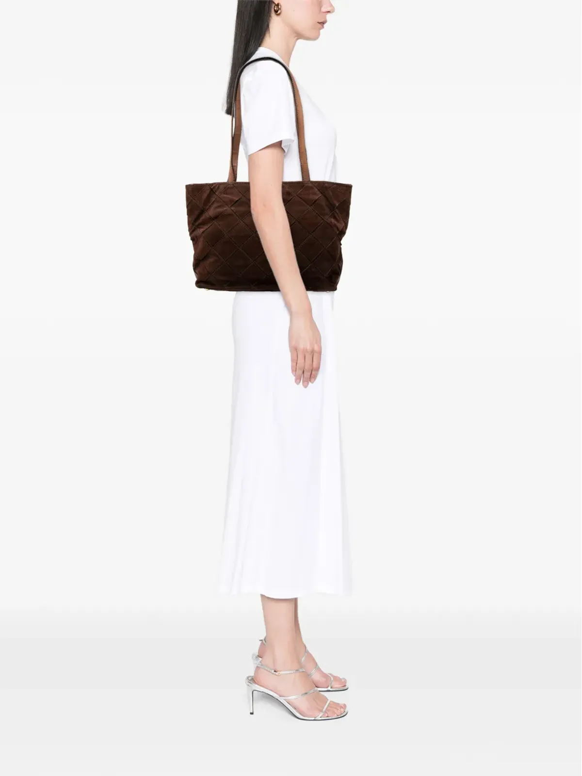 Bottega Veneta 20世紀スエードイントレッチアートートバッグ - ブラウン - 画像2