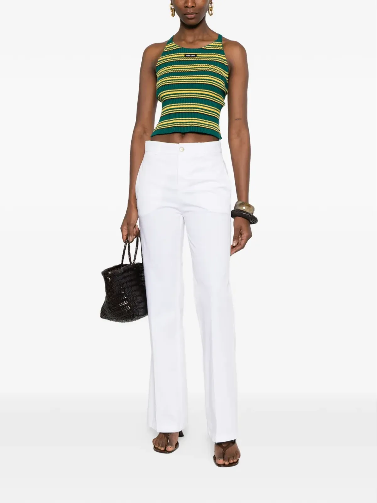 40 WEFT Thea white straight trousers - 画像2