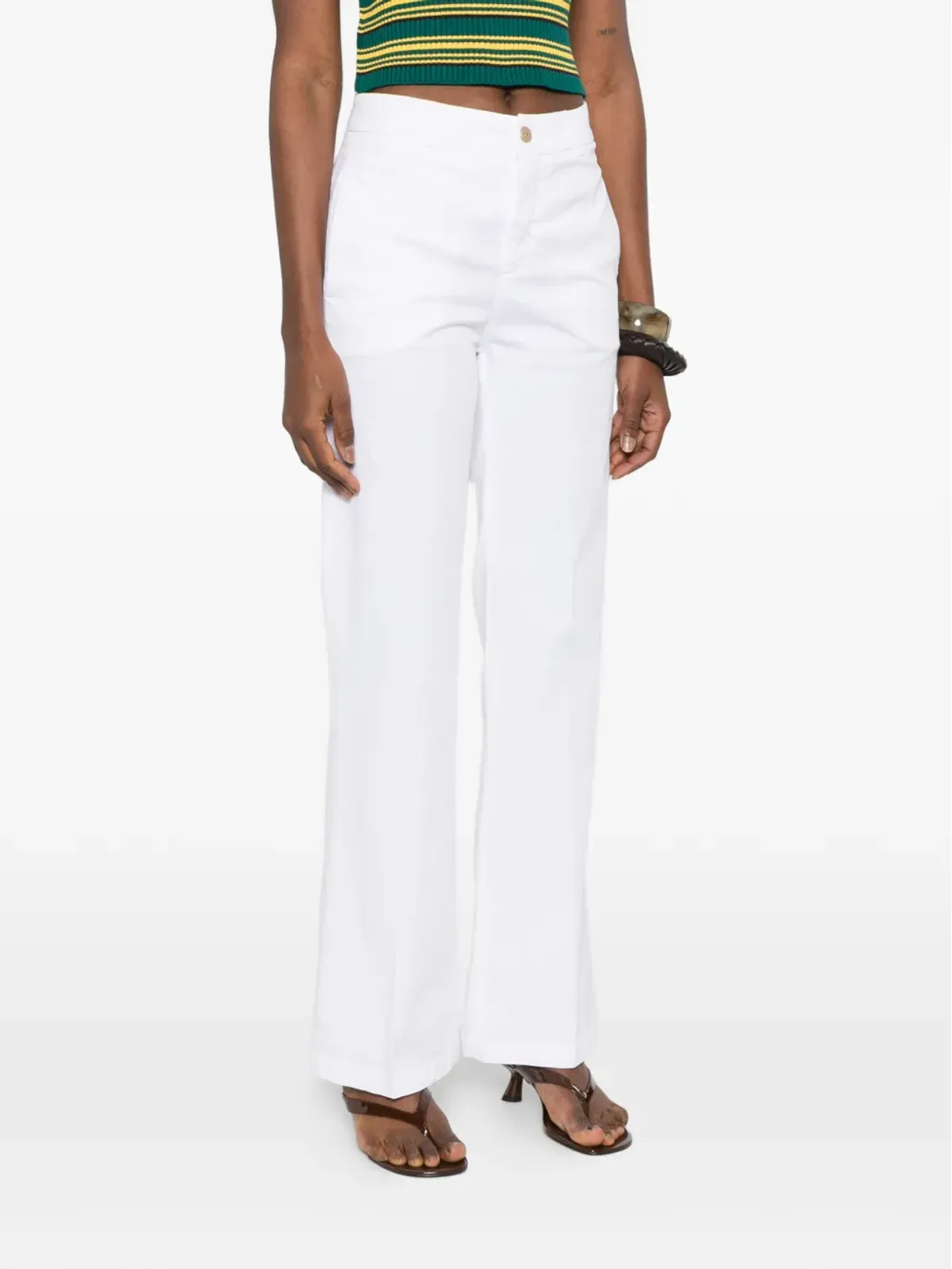 40 WEFT Thea white straight trousers - 画像3