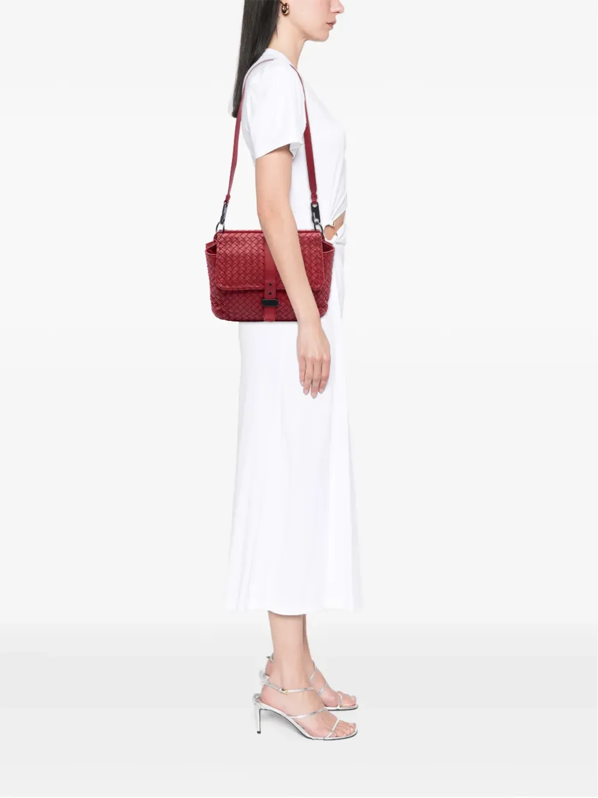 Bottega Veneta Pre-Owned ナッパ・イントレッチャート ダブルサイド・フラップ メッセンジャーバッグ（クロスボディ） - レッド - 画像2