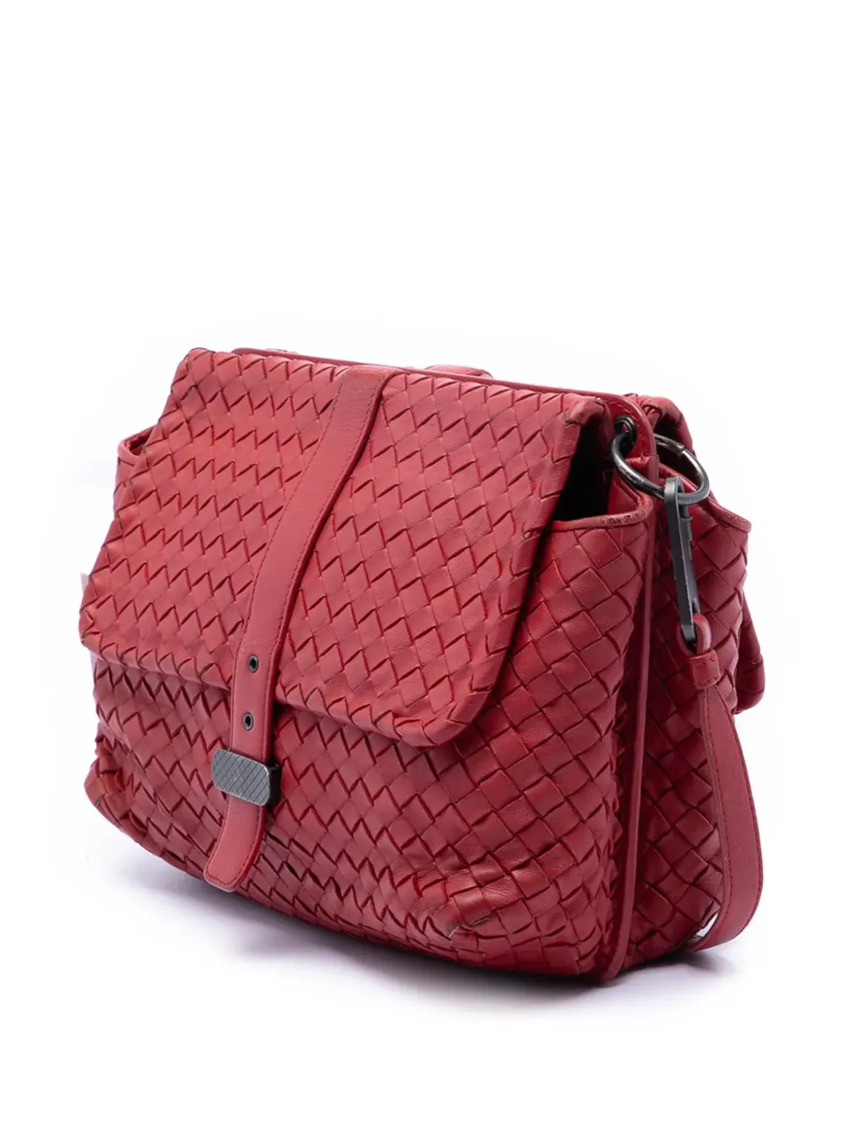 Bottega Veneta Pre-Owned ナッパ・イントレッチャート ダブルサイド・フラップ メッセンジャーバッグ（クロスボディ） - レッド - 画像3