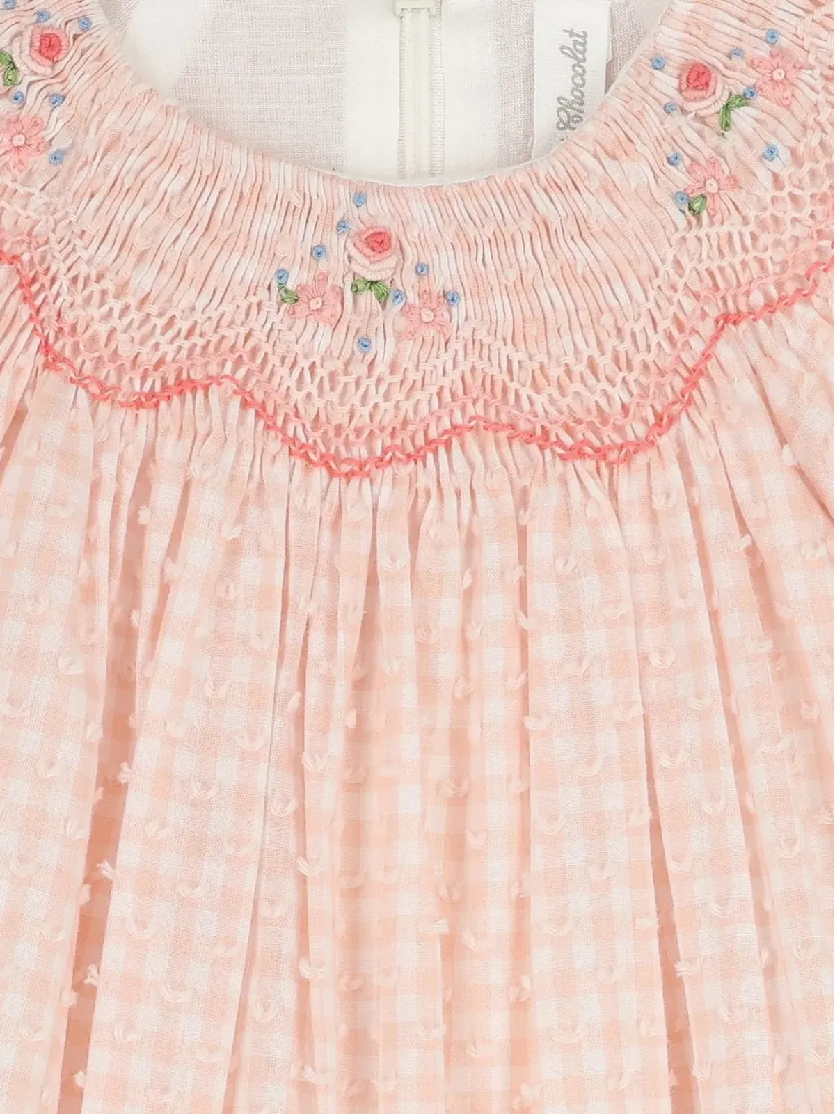 Tartine Et Chocolat 花柄刺繍のチェック柄ドレス - ピンク - 画像3