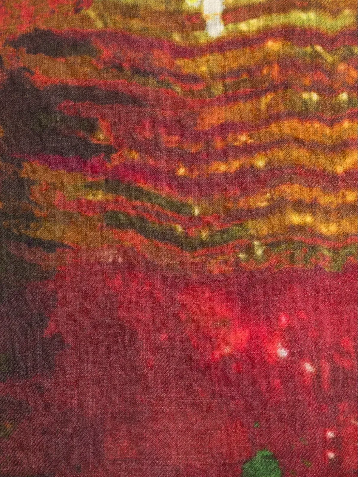 YAVI 花柄プリント フリンジスカーフ - レッド - 画像2