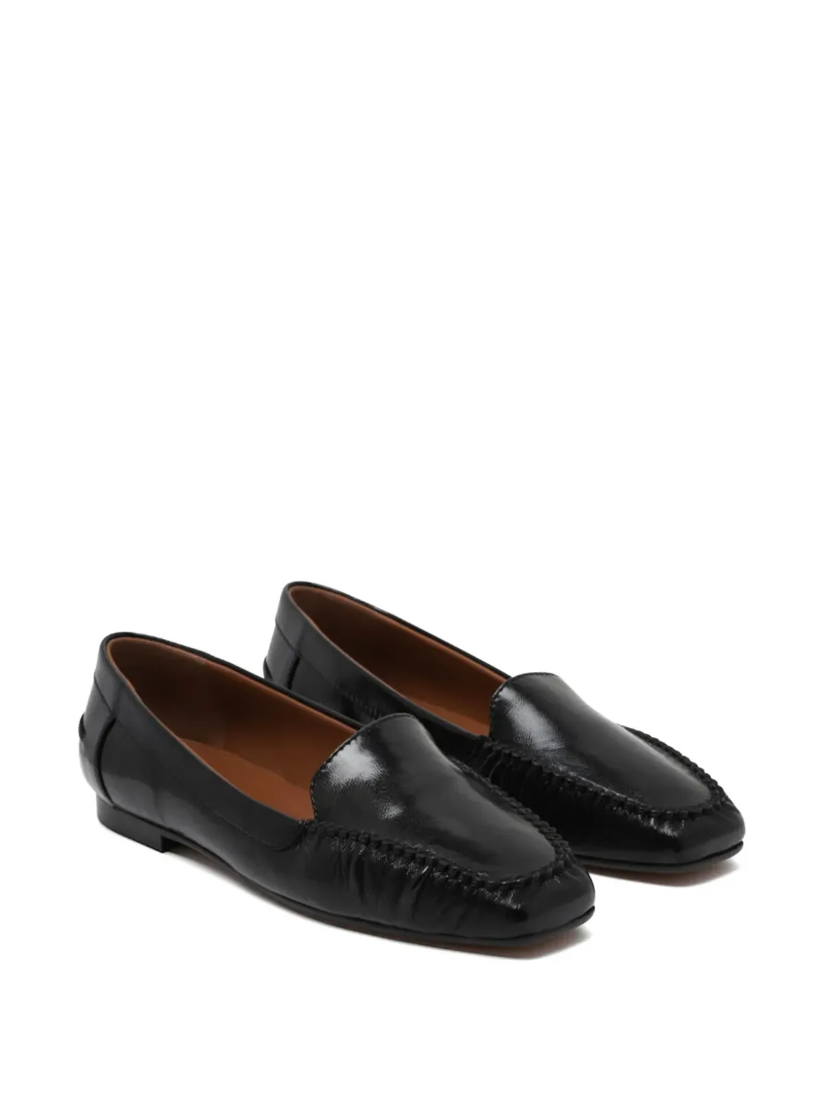 Pollini scallop-trim leather loafers - Black - 画像2