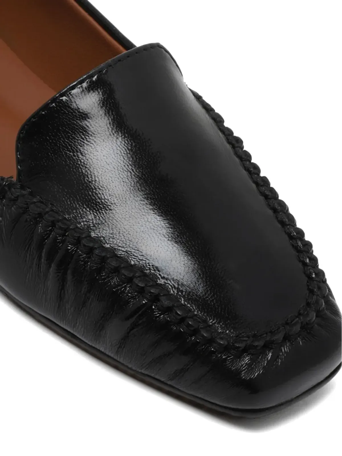 Pollini scallop-trim leather loafers - Black - 画像4
