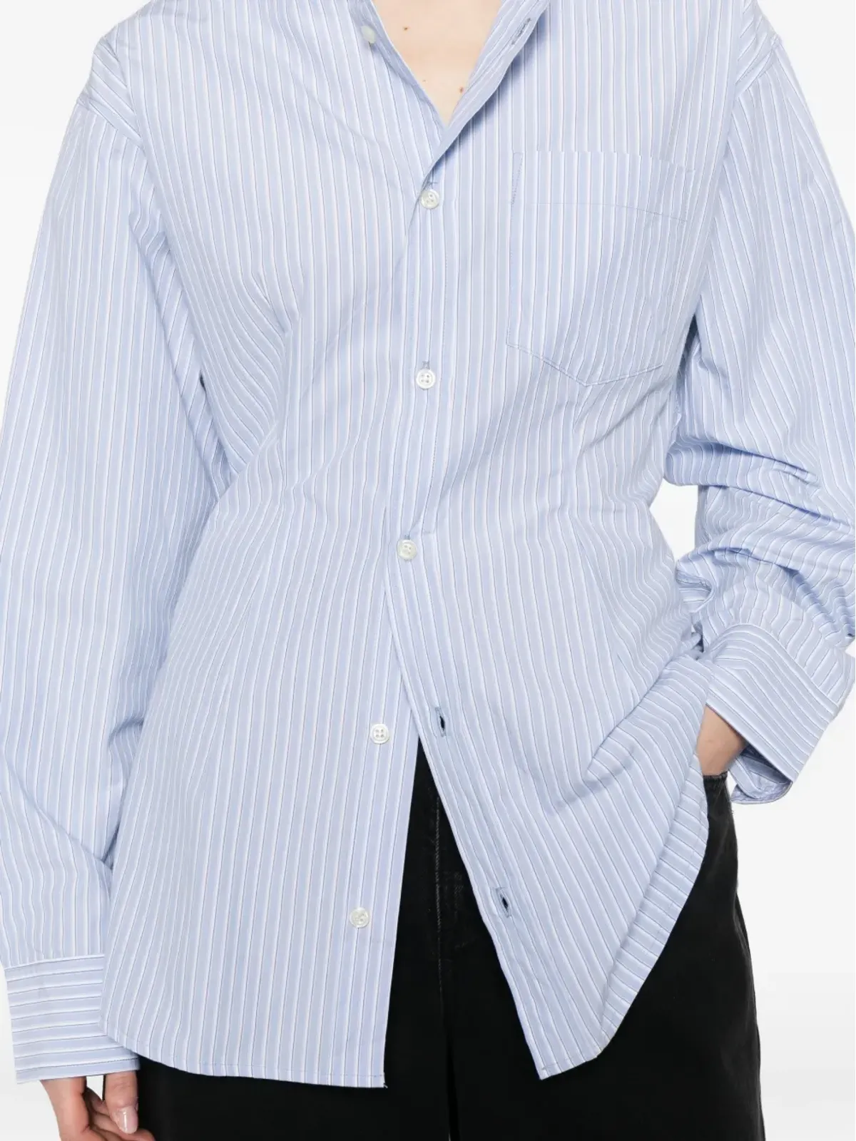 AGOLDE striped chest-pocket shirt - Blue - 画像5