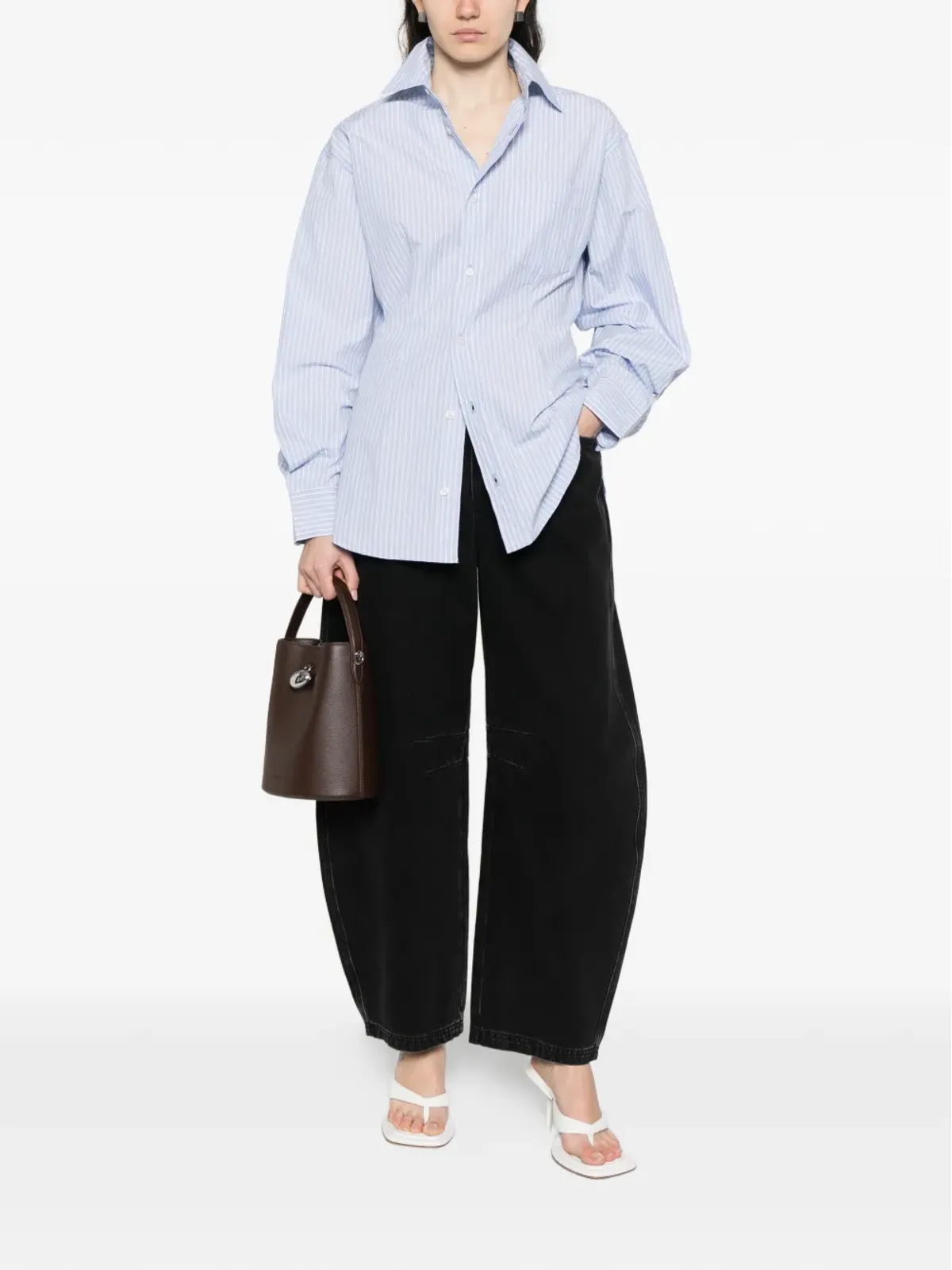 AGOLDE striped chest-pocket shirt - Blue - 画像2