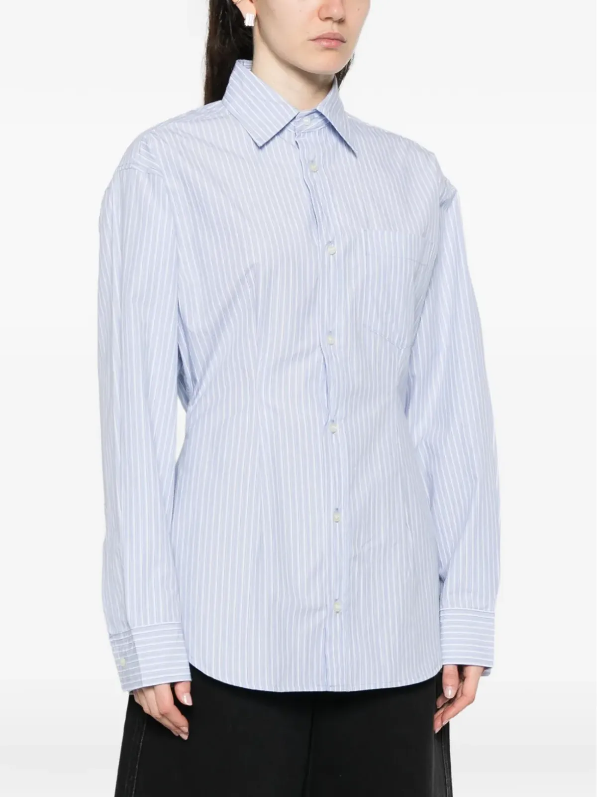 AGOLDE striped chest-pocket shirt - Blue - 画像3
