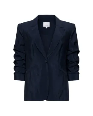 Cinq A Sept ruched woven blazer - Blue - サムネイル1
