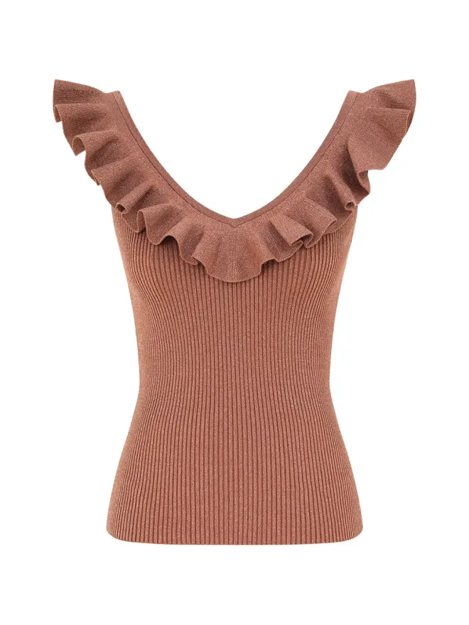 Zimmermann ZIMMERMANN Wanderlust V-neckトップス ブラウンの商品画像