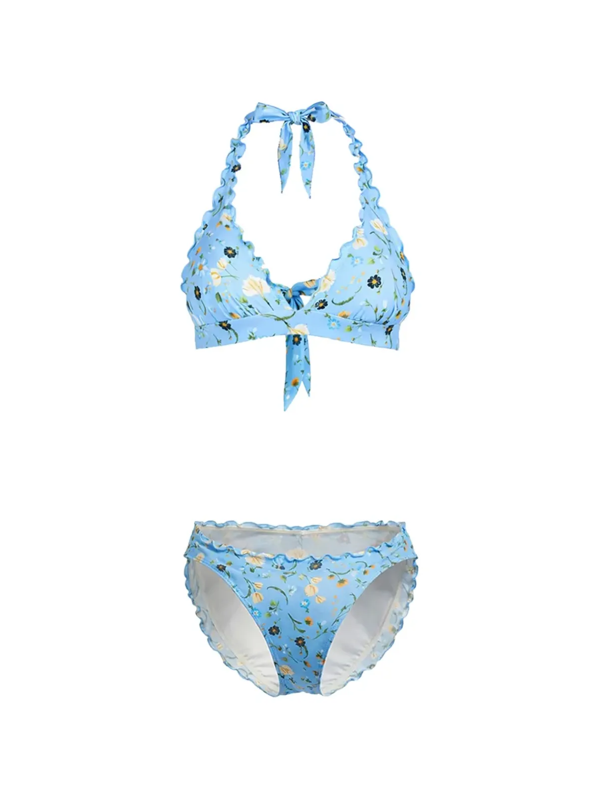 Seafolly フリル付き花柄プリントビキニ - ブルー - 画像1