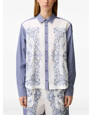 Claudie Pierlot ストライプ刺繍シャツ - ブルー - サムネイル5