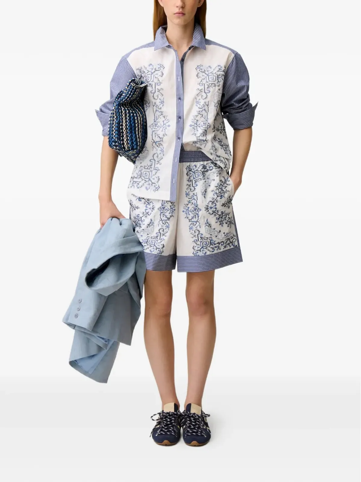 Claudie Pierlot ストライプ刺繍シャツ - ブルー - 画像2