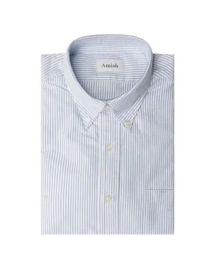 AMISH ストライプ チェストポケット シャツ - ブルー - サムネイル1