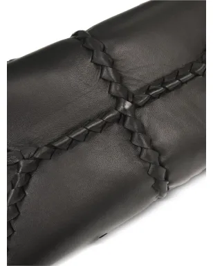 Bottega Veneta ビンテージ ナポリ サイン入り イントレチャート デザイン レザートートバッグ ブラック - サムネイル5