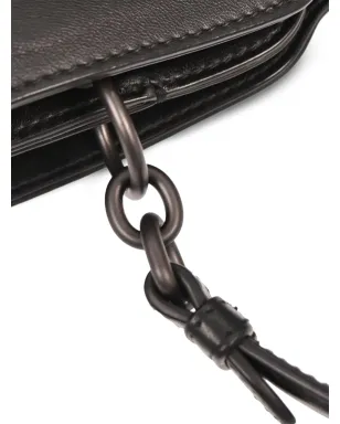Bottega Veneta ビンテージ ナポリ サイン入り イントレチャート デザイン レザートートバッグ ブラック - サムネイル3