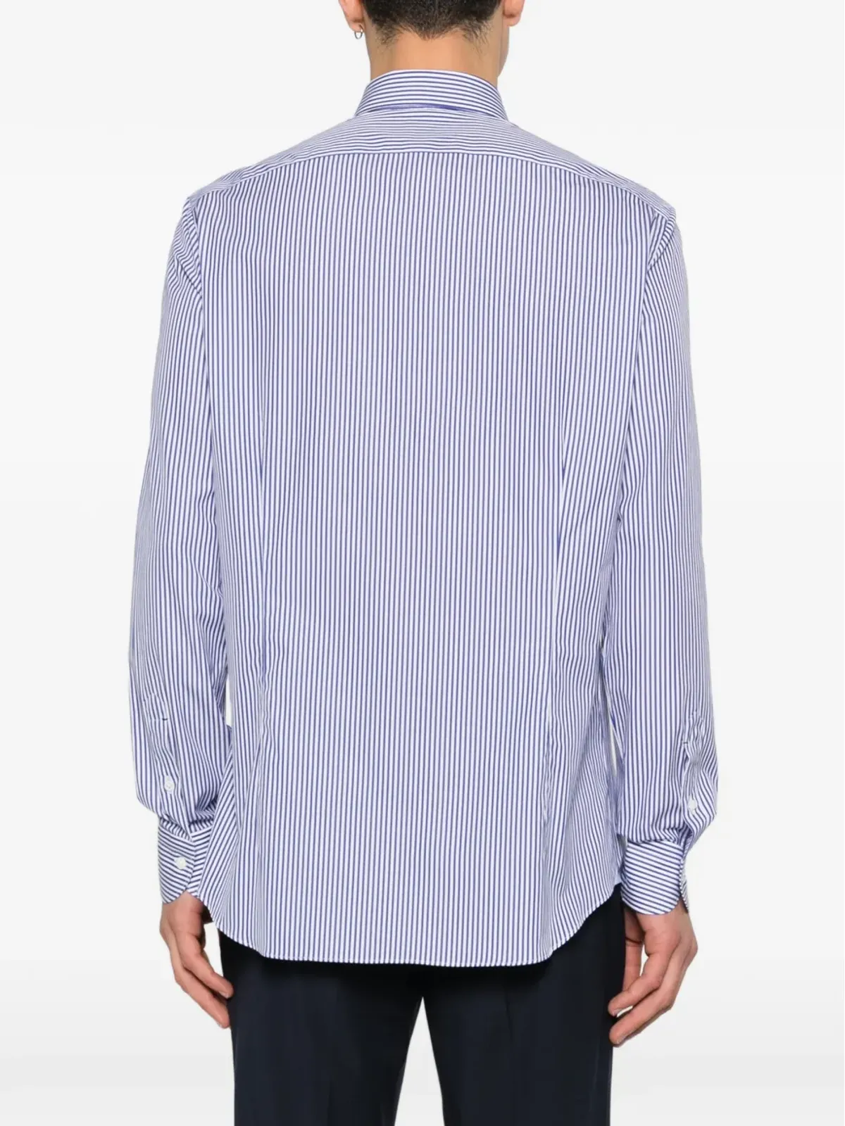 Mazzarelli ストライプ ボタンシャツ ブルー - 画像4