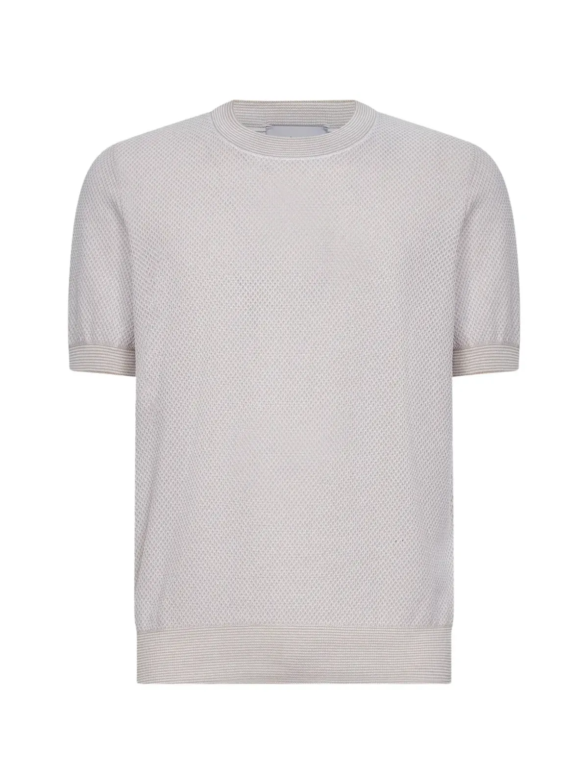 D4.0 ストライプ柄のリブ編みクルーネックTシャツ - 画像1