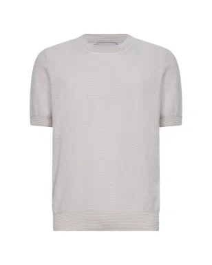D4.0 ストライプ柄のリブ編みクルーネックTシャツ - サムネイル1