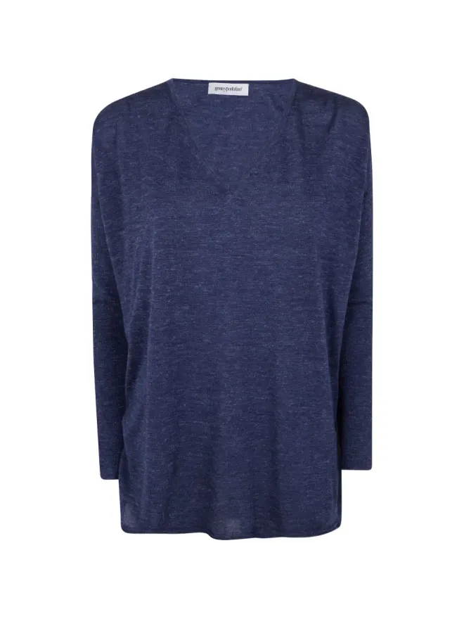 Gentry Portofino Gentry Portofino Vネックニットトップス - ブルーの商品画像