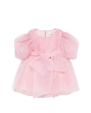 alapage puffed-sleeve bow dress set - Pink - サムネイル1
