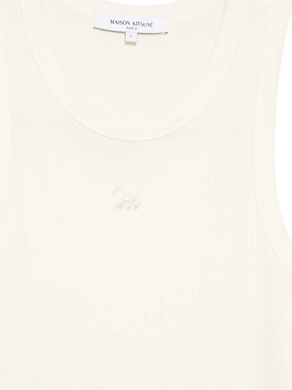 Maison Kitsuné embroidered ribbed tank top - White - 画像3
