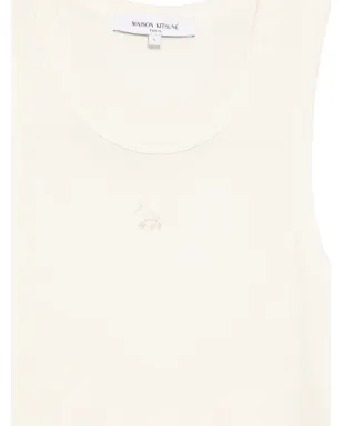 Maison Kitsuné embroidered ribbed tank top - White - サムネイル3