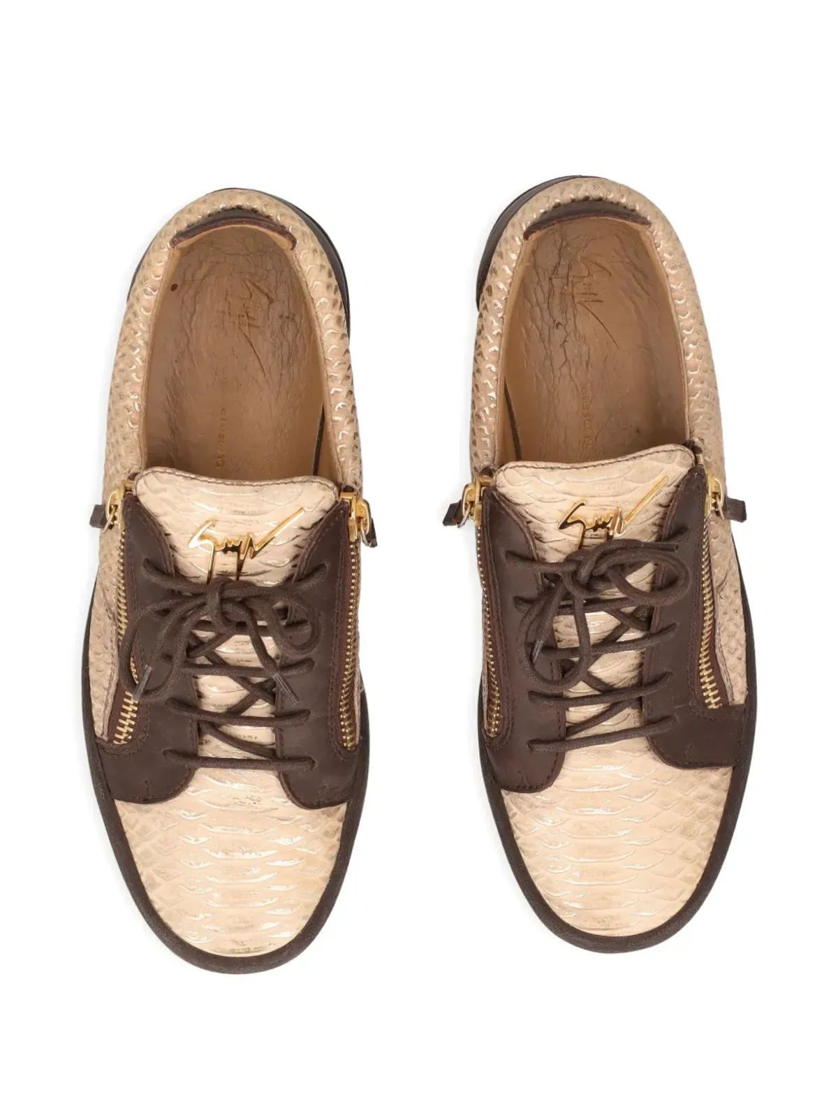 Giuseppe Zanotti Vintage 蛇柄ジップスニーカー - 画像4