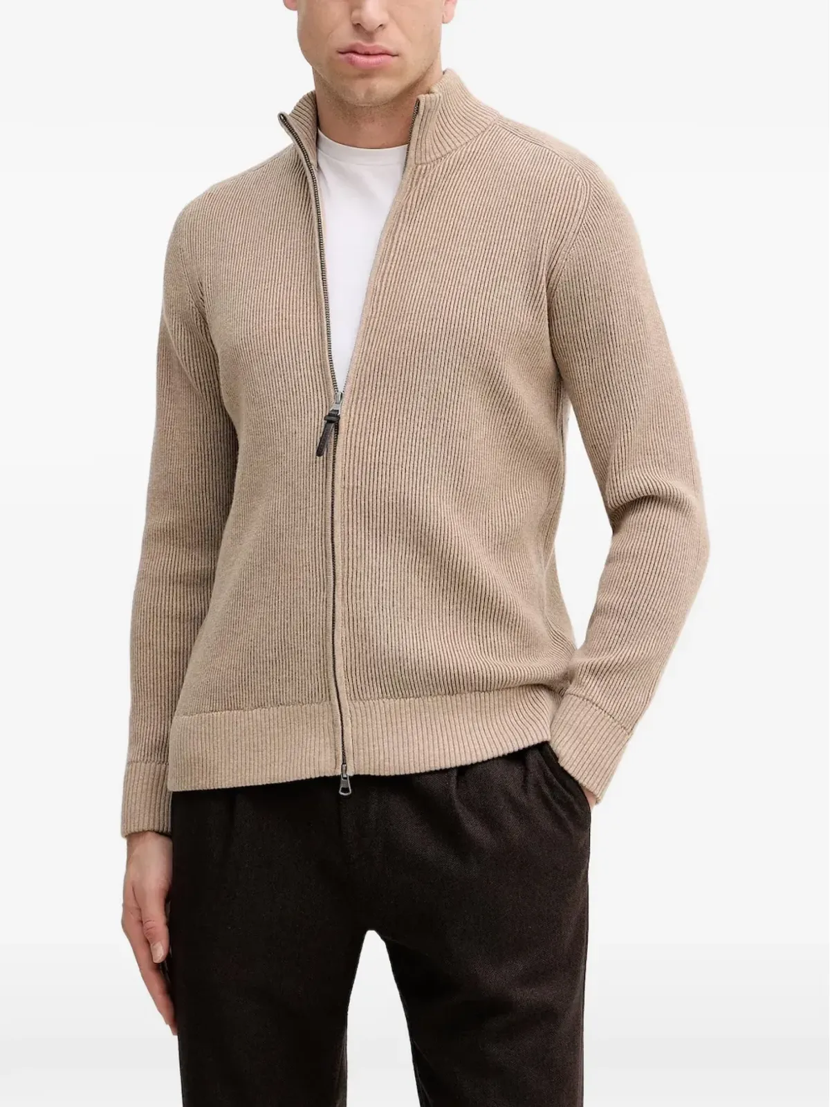 Hackett リブ編みジップカーディガン - 画像1