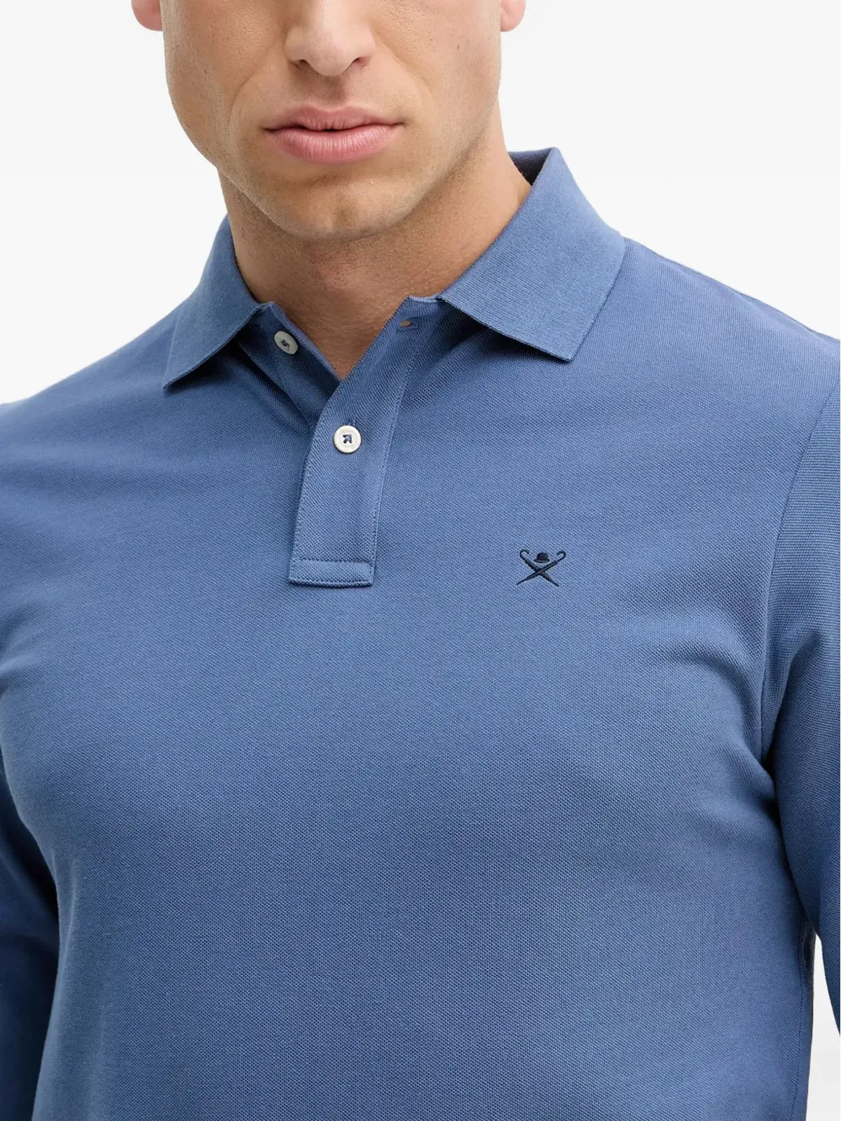 Hackett 長袖ロゴ刺繍ポロシャツ（ブルー） - 画像5