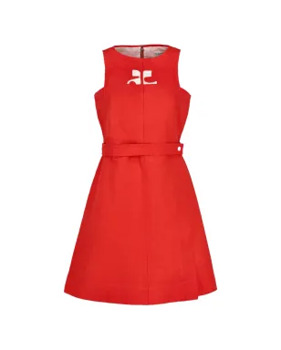 Courrèges Pre-Owned ロゴディテールベルトドレス - レッド - サムネイル1