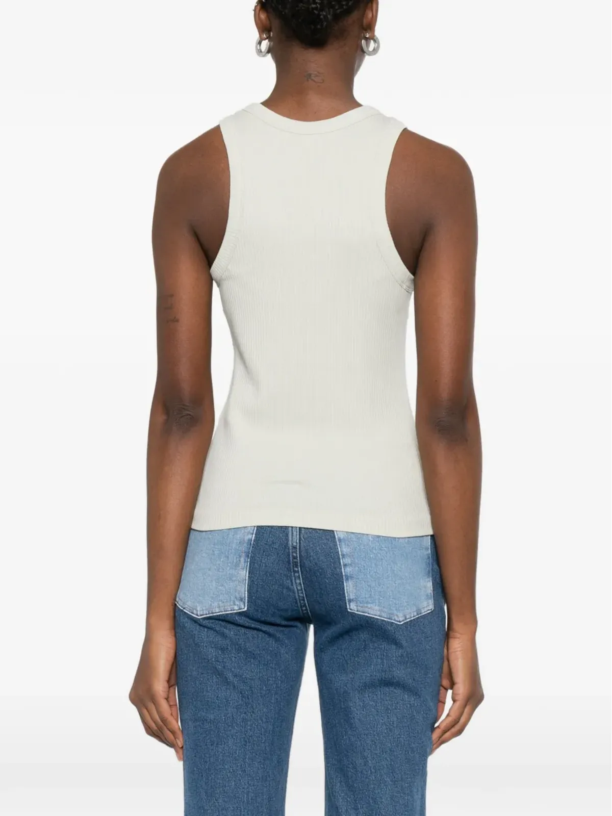 Maison Kitsuné リブニット ロゴパッチ タンクトップ グリーン - 画像4