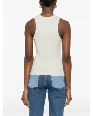 Maison Kitsuné リブニット ロゴパッチ タンクトップ グリーン - サムネイル4