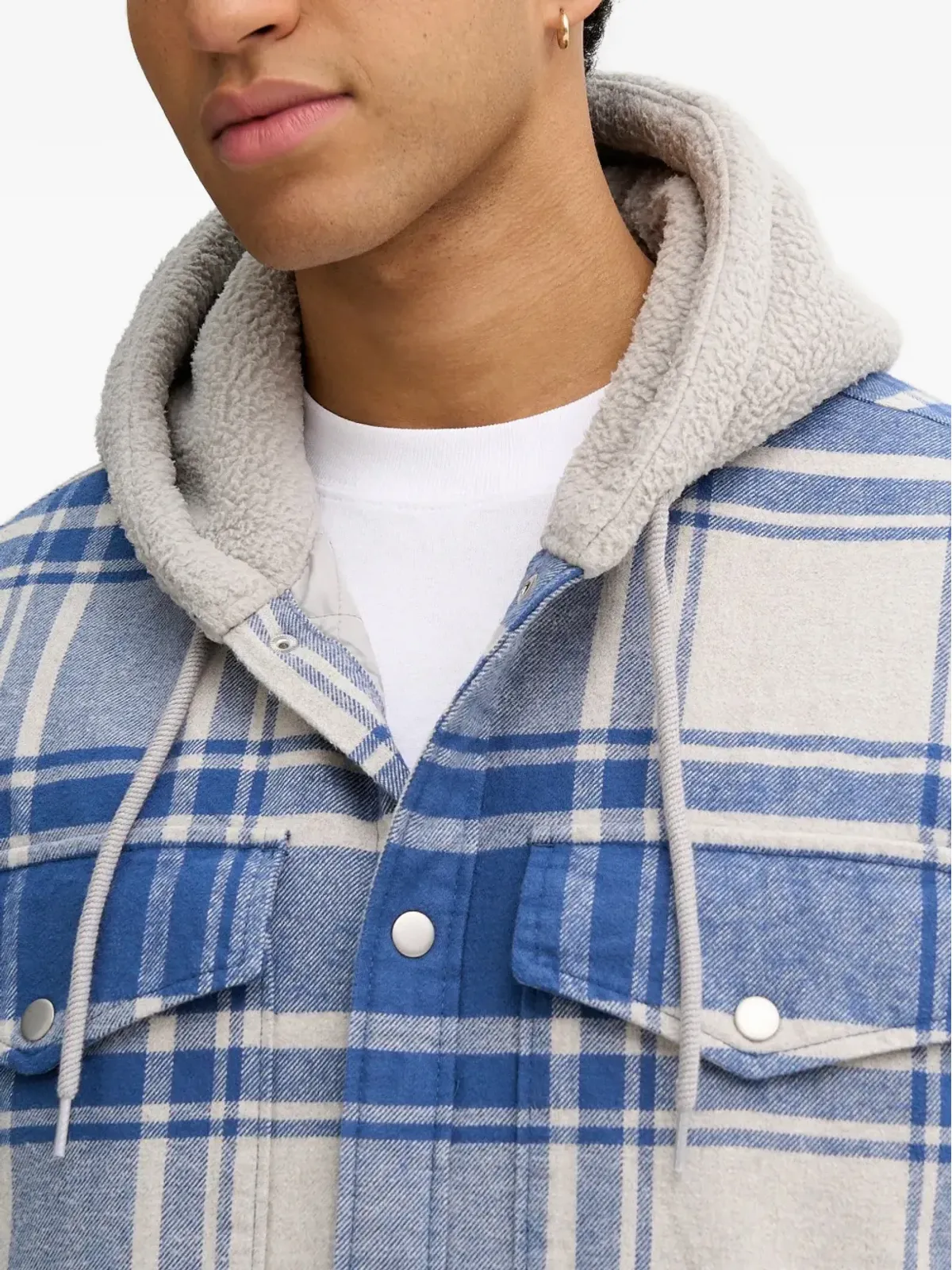 Vans Piedmont Hooded Plaid Shacket jacket - Grey - 画像5