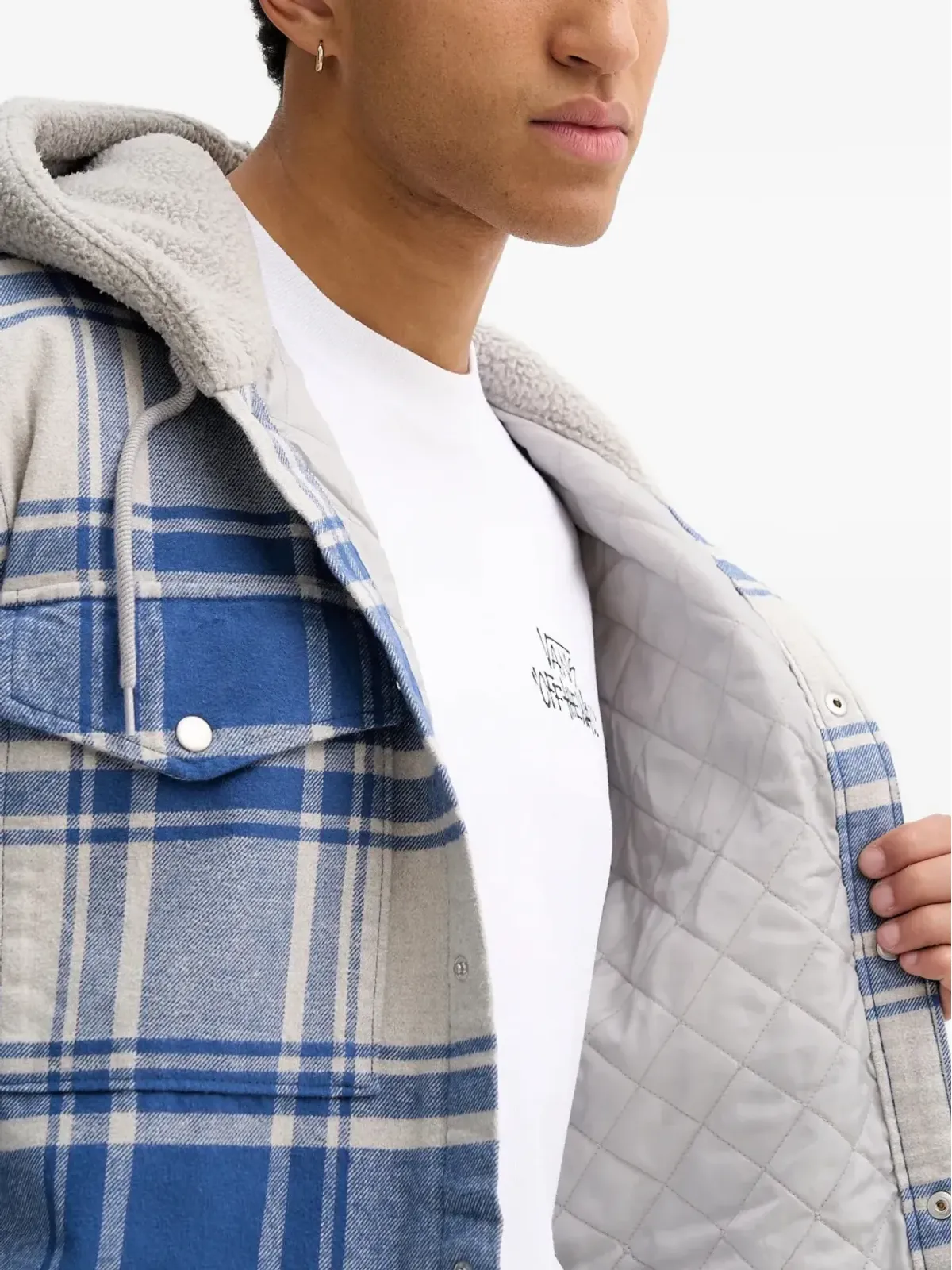Vans Piedmont Hooded Plaid Shacket jacket - Grey - 画像4