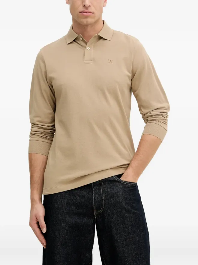 Hackett Hackett ベージュの長袖ポロシャツの商品画像